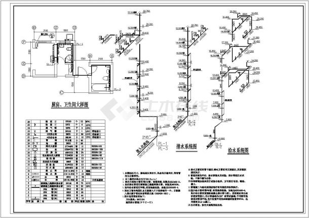 常州武进区某社区七层高档住宅楼给排水系统设计CAD图纸（2梯2户）-图一