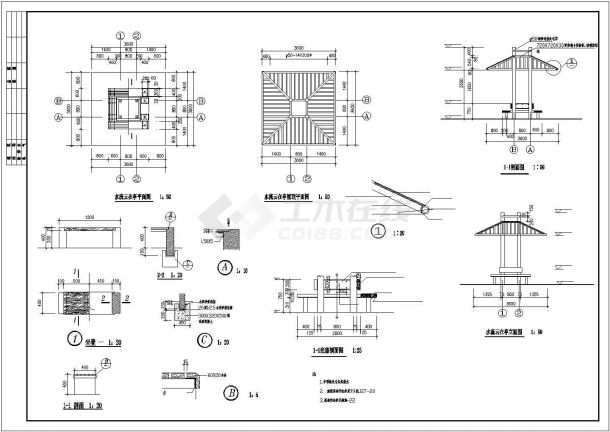 某地区绿地管理用房及公厕建筑方案设计施工CAD图纸-图二