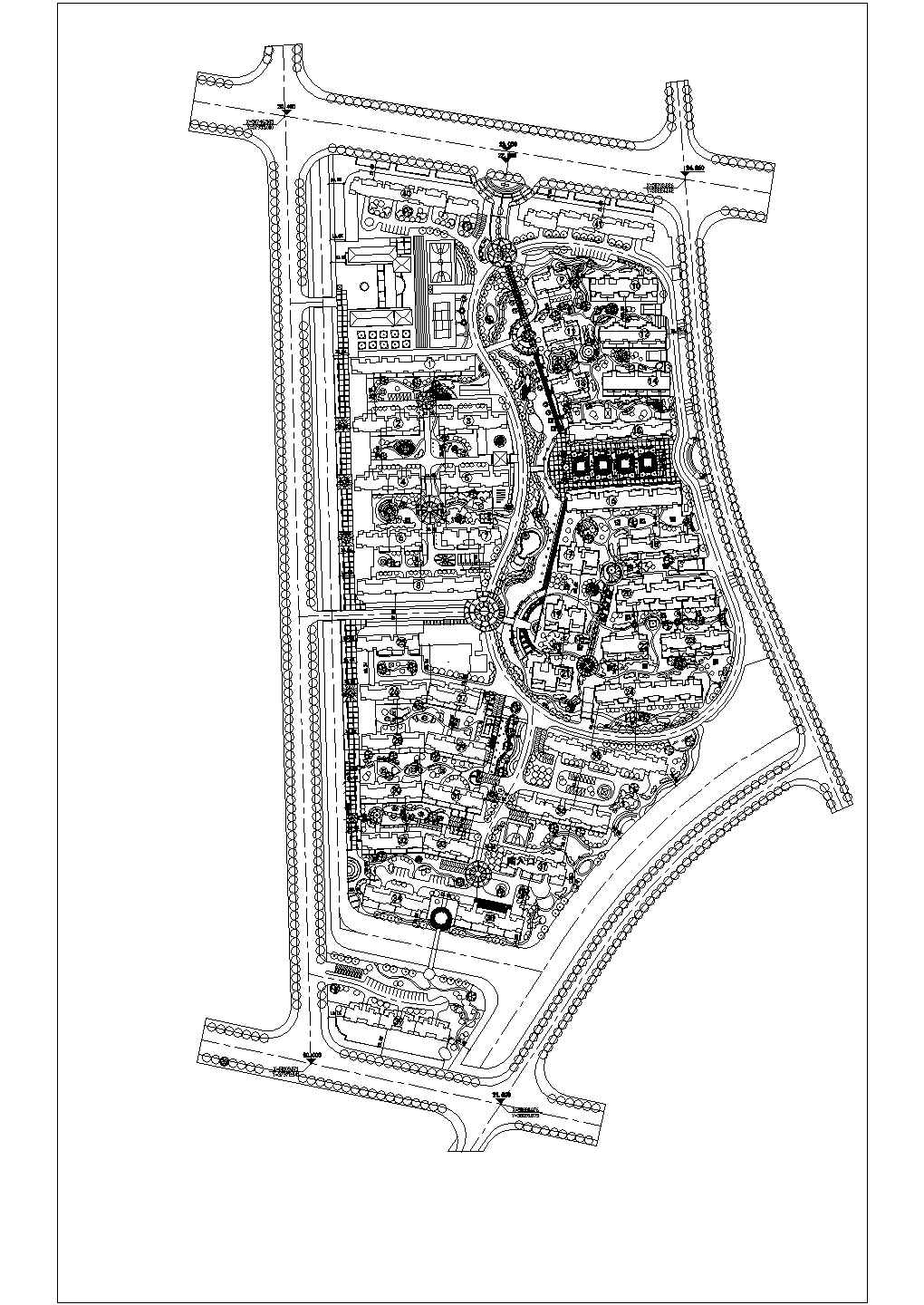 哈尔滨香坊区绿地花园小区总平面规划设计CAD图纸