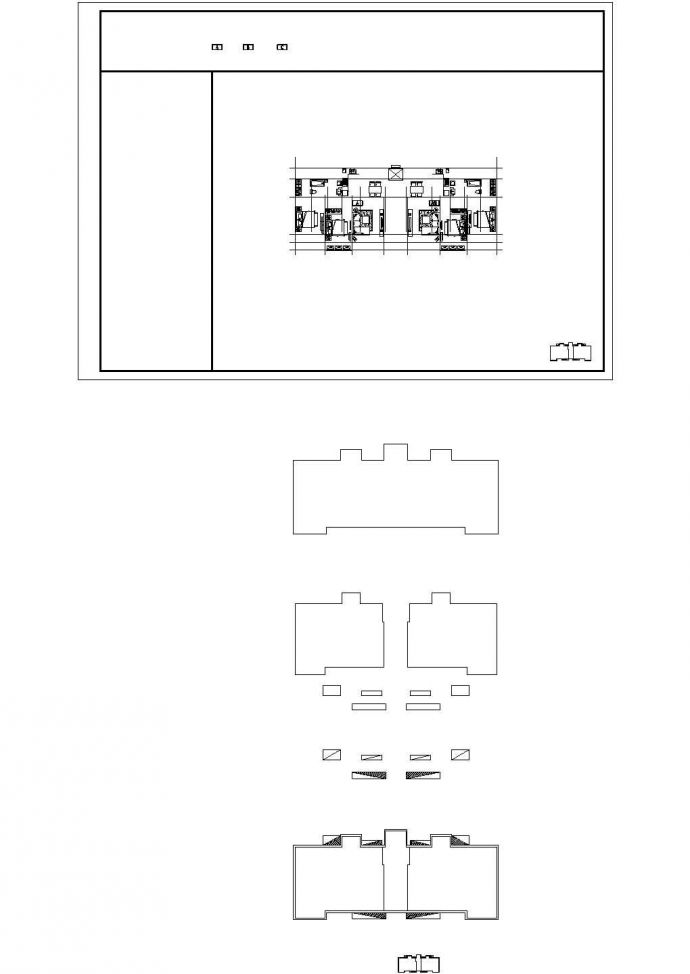 西安东环居苑小区小区住宅每户74平对称户型设计CAD图纸（1梯2户）_图1