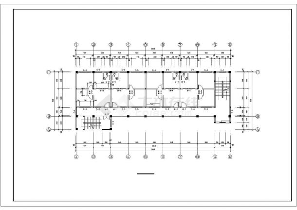 某地区6层教师宿舍楼建筑方案设计施工CAD图纸-图一