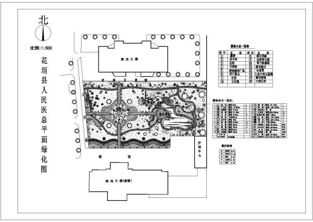 某城市医院大面积绿化景观规划设计CAD施工图-图一