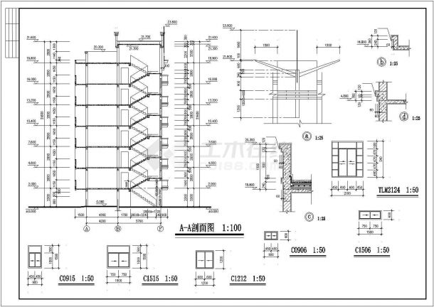 某地区6层2单元每单元2户住宅楼建筑方案设计施工CAD图纸-图二