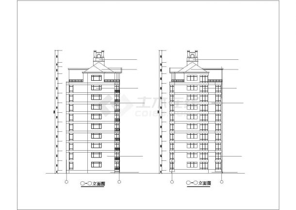 某地区9层阁楼住宅楼建筑方案设计施工CAD图纸-图一