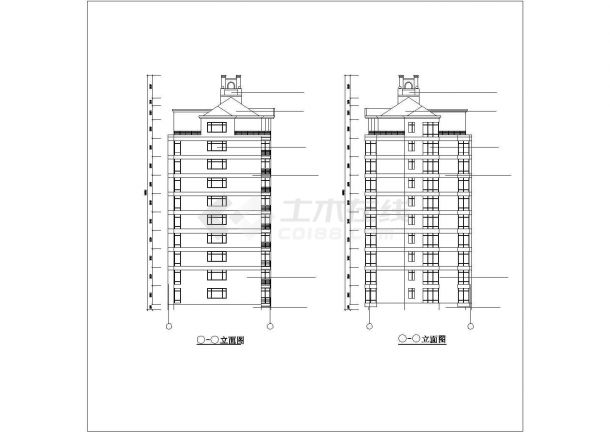 某地区9层阁楼2单元每单元2户住宅楼方案设计施工CAD图纸-图一