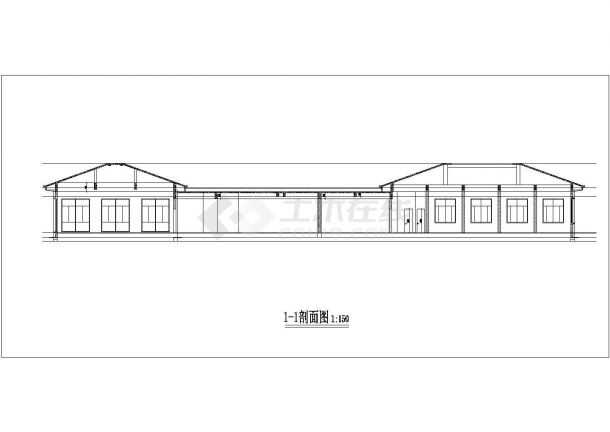 某地区单层餐厅娱乐宿舍综合建筑方案设计施工CAD图纸-图一