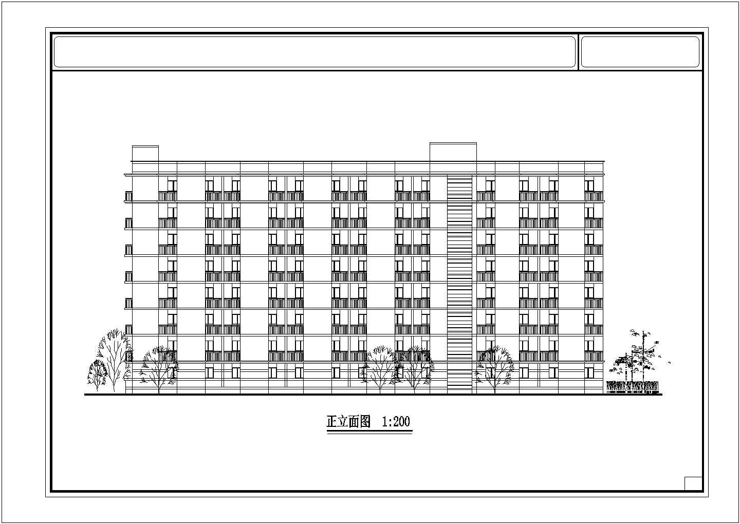 某地区8层中学生公寓楼建筑方案设计施工CAD图纸