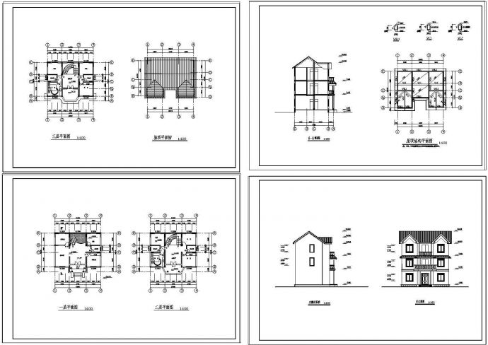 某三层别墅建筑详细cad设计施工图_图1