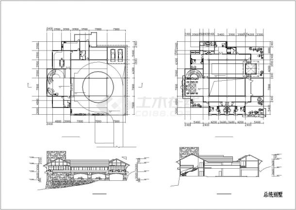 某高级小区总统别墅建筑方案设计施工CAD图纸-图二