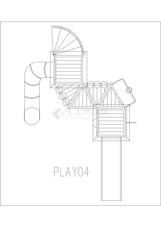 多种的滑滑梯图块cad