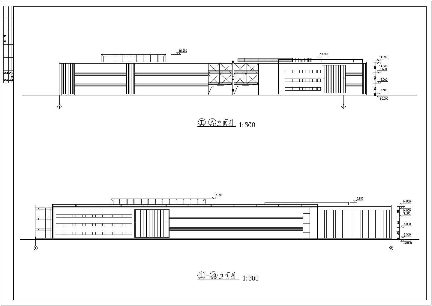 某商场建筑CAD设计大样完整平立面方案