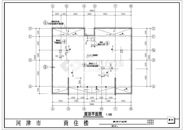 某商住楼CAD完整构造设计建筑平面图-图二