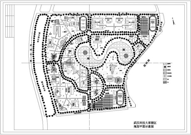 某武汉科技大家湖区规划平面CAD设计完整构造建筑示意图-图一