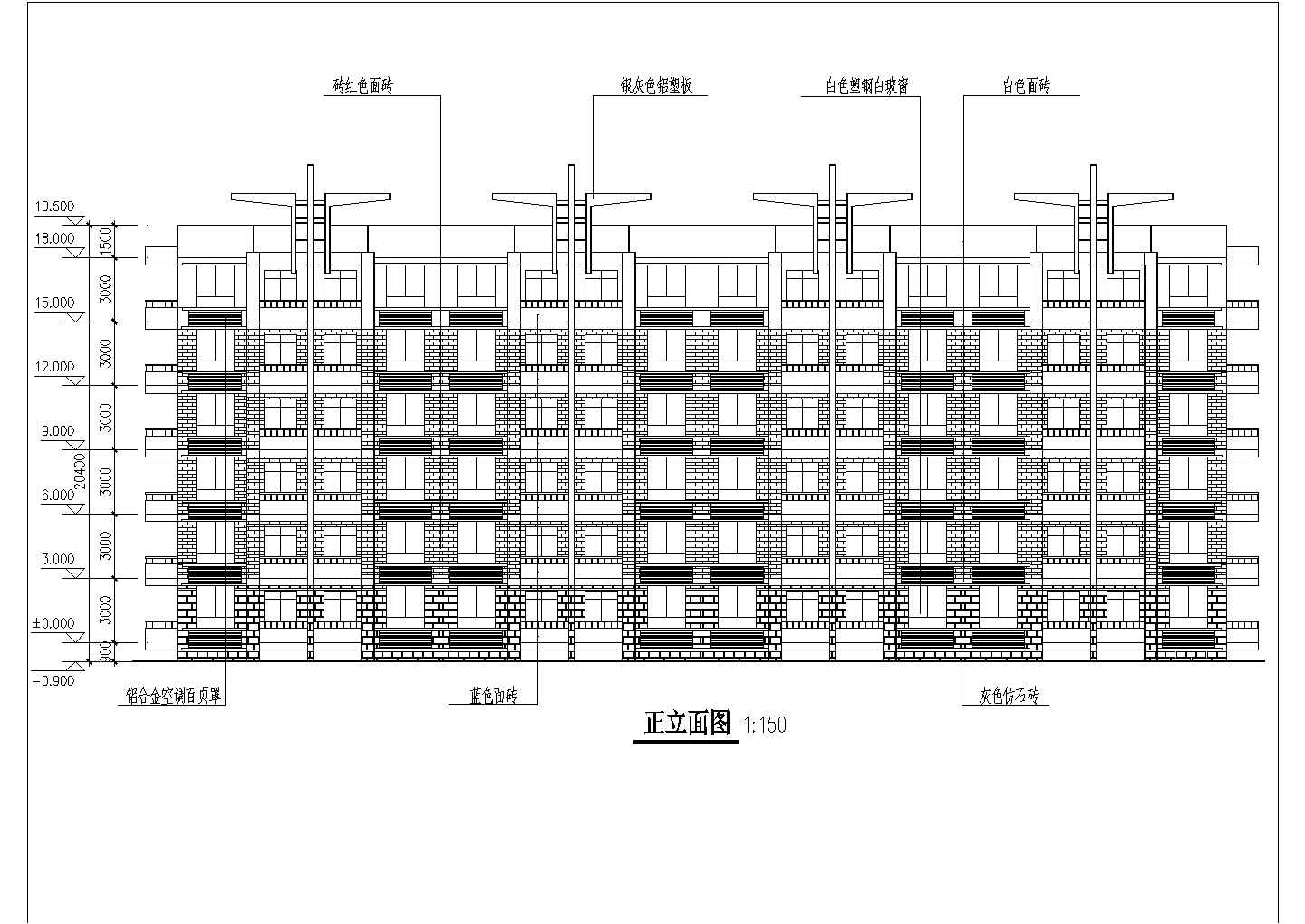 某研究生公寓CAD框架结构设计大样完整方案图