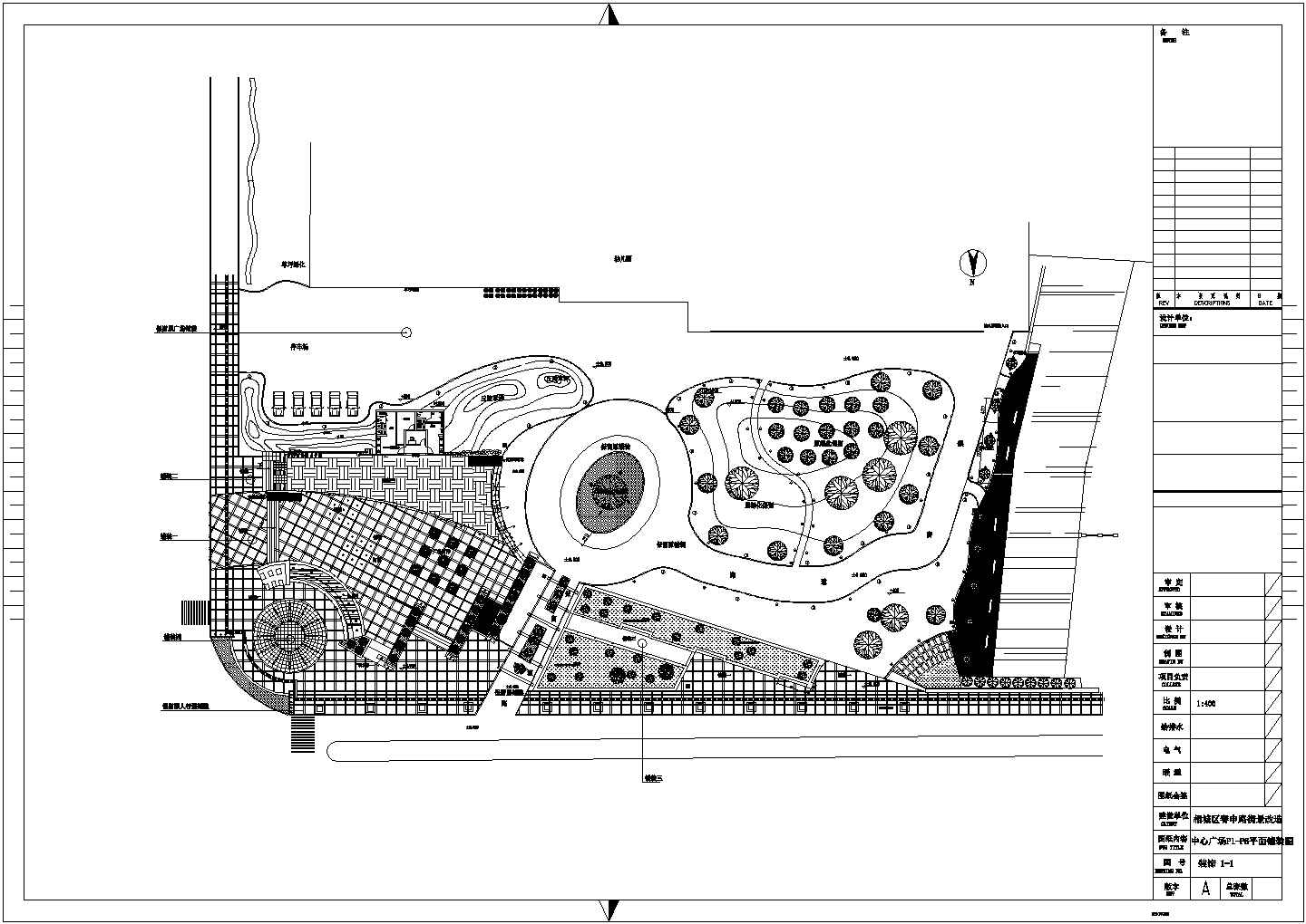 江苏某公园施工图CAD完整构造广场平面浦装