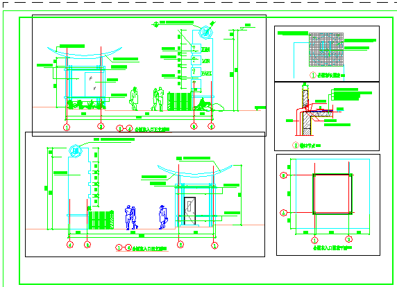 某深圳市人民公园CAD施工图全套大门