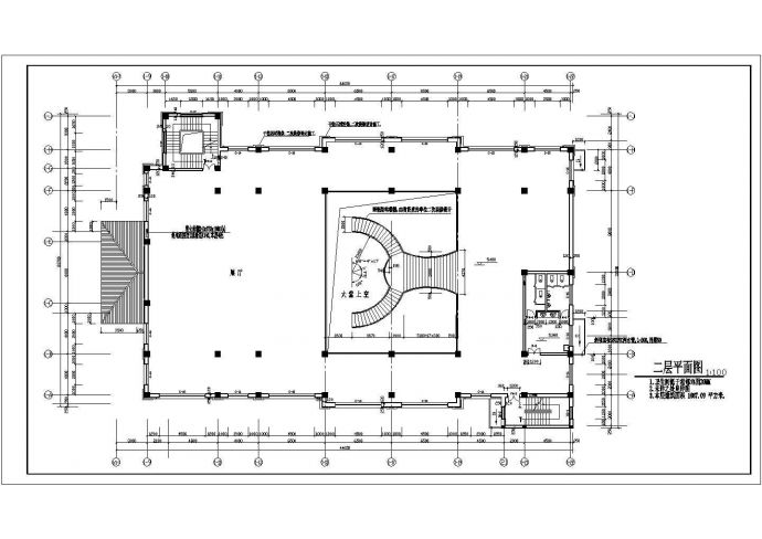 抚顺市某度假村2040平米2层砖混结构单体休闲会所平面设计CAD图纸_图1