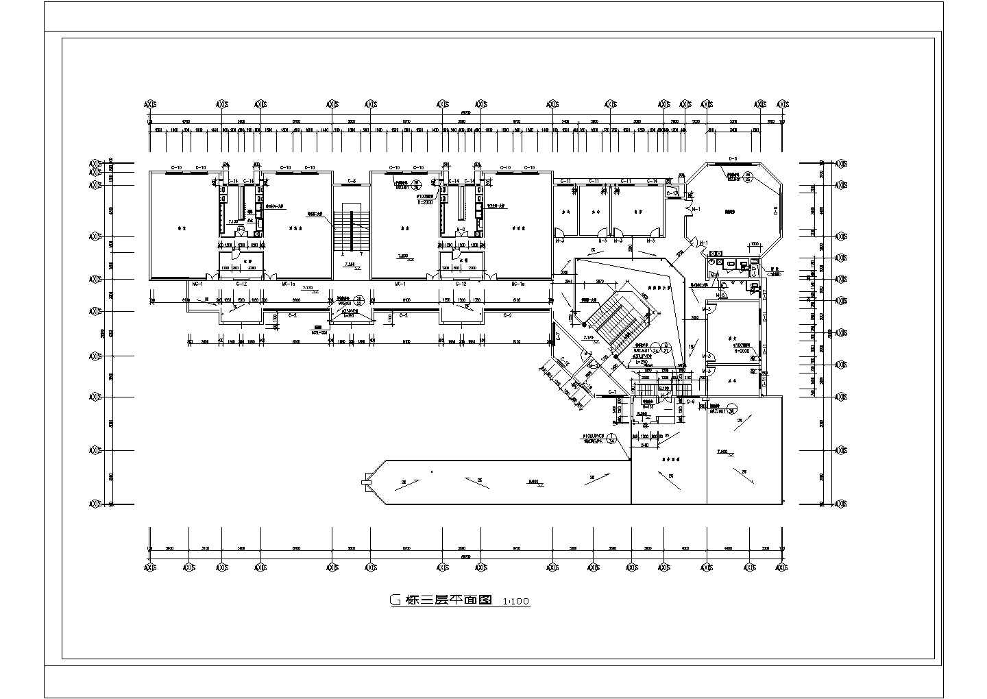 某花园幼儿园CAD建筑设计施工平立面图
