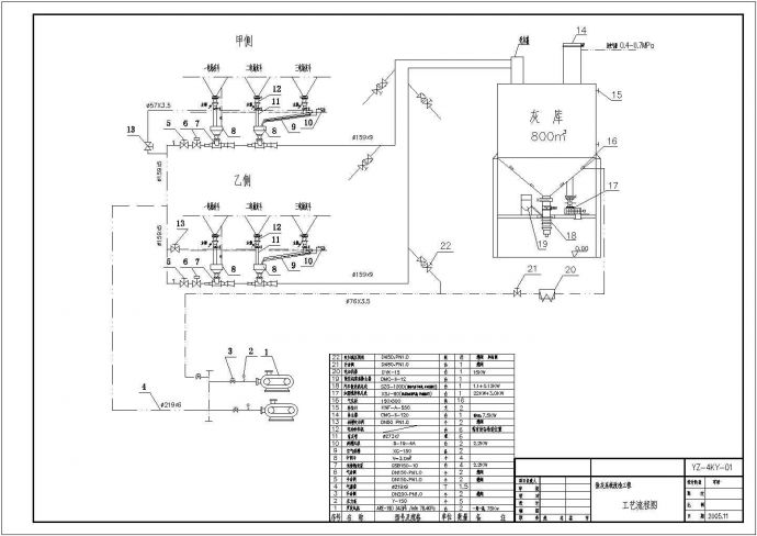 除灰系统工艺流程设计cad施工图_图1