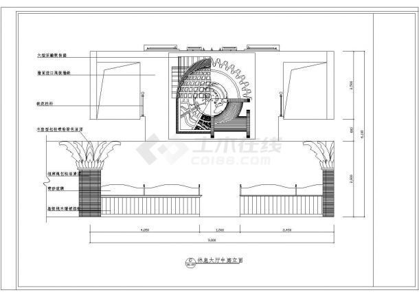 某桑拿中心现代风格室内装修设计cad详细施工图-图二