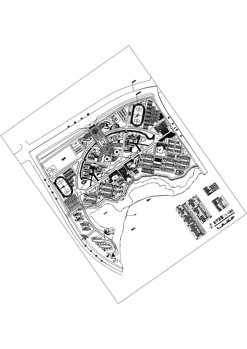 某学校体育馆活动中心CAD设计建筑立面图总图