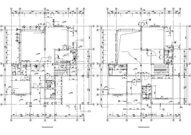 三层别墅楼建筑施工cad图纸-图二