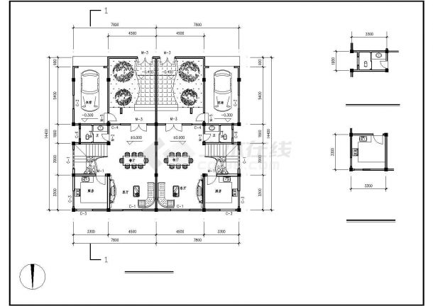 三层15.6×14.4别墅结构设计全套CAD图-图一