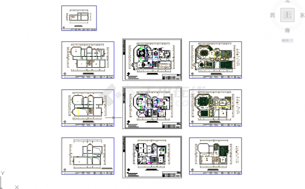五套花园别墅装修常用设计施工cad图纸-图二