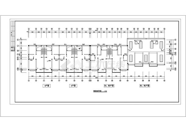 长67.21米 宽15.2米 -1+5+1阁楼层(1梯2户4单元)5043平水暖建筑设计施工图-图一
