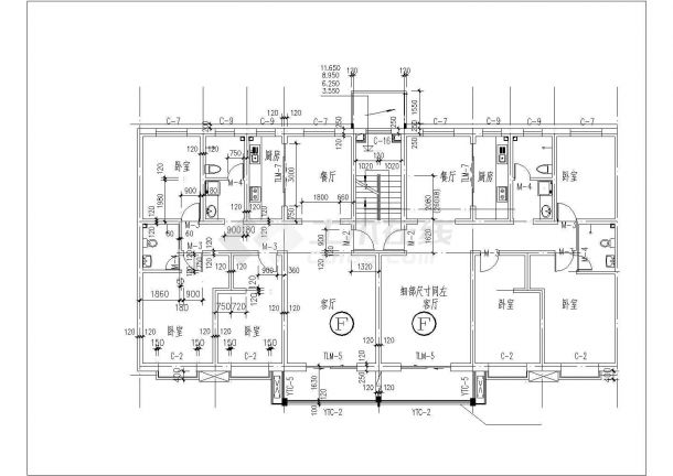 大同市某小区6层砖混结构组合式住宅楼平面设计CAD图纸（含9张户型图）-图一