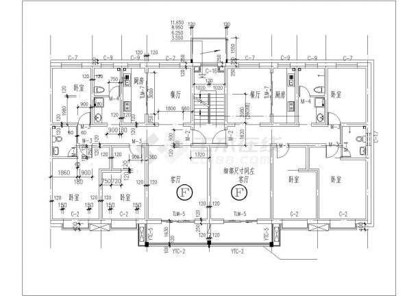 大同市某小区6层砖混结构组合式住宅楼平面设计CAD图纸（含9张户型图）-图二