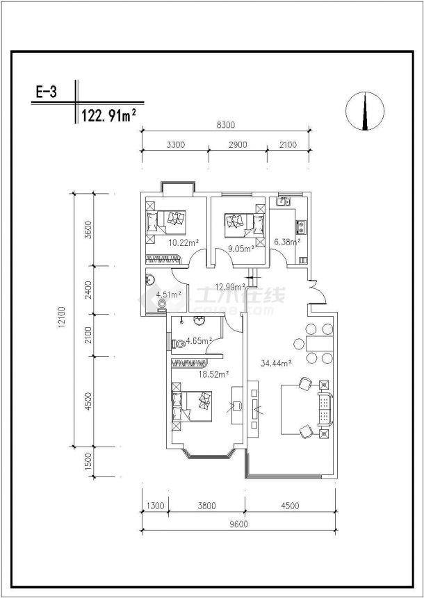 太原市锦春华园小区经典热门的平面户型设计CAD图纸（共18张）-图二