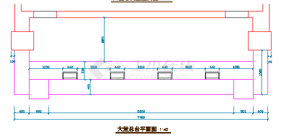 某高档大酒店大堂服务总台前台CAD图纸-图一