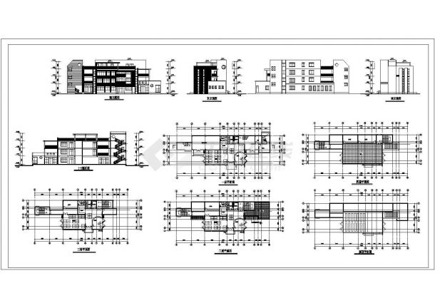四层幼儿园教学楼方案设计cad图，共九张-图一
