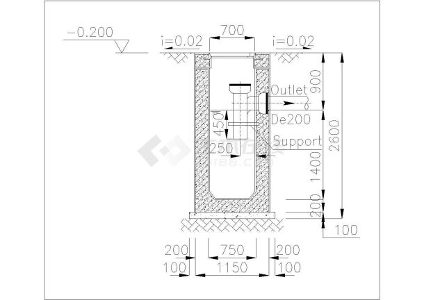 某2m3混凝土化粪池设计cad施工图（中英文版本）-图一