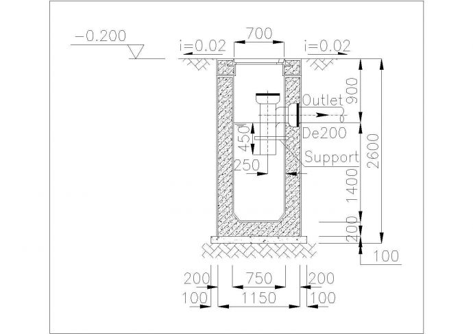 某2m3混凝土化粪池设计cad施工图（中英文版本）_图1