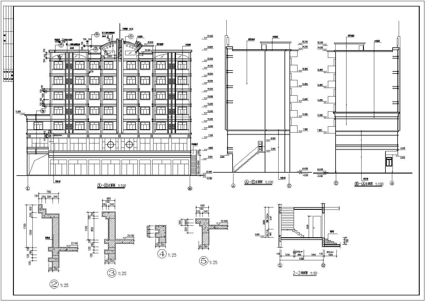 某商住楼建筑CAD全套详细构造平立面施工图