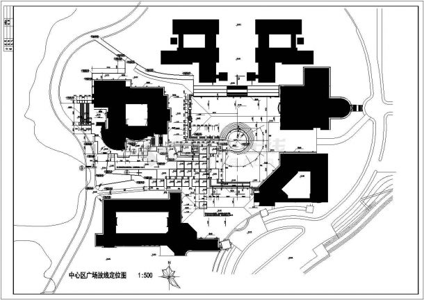 某学校教学楼广场环境CAD建筑完整设计图中心-图一