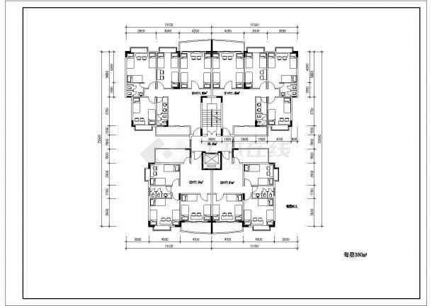 丽江市某新建居住区住宅楼的标准层平面设计CAD图纸（5张）-图一
