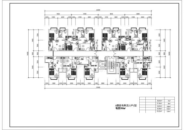丽江市某新建居住区住宅楼的标准层平面设计CAD图纸（5张）-图二