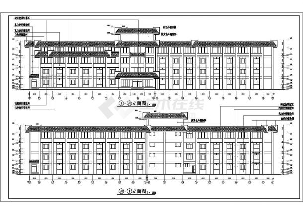 某小镇宾馆CAD全套建筑设计施工详图-图一