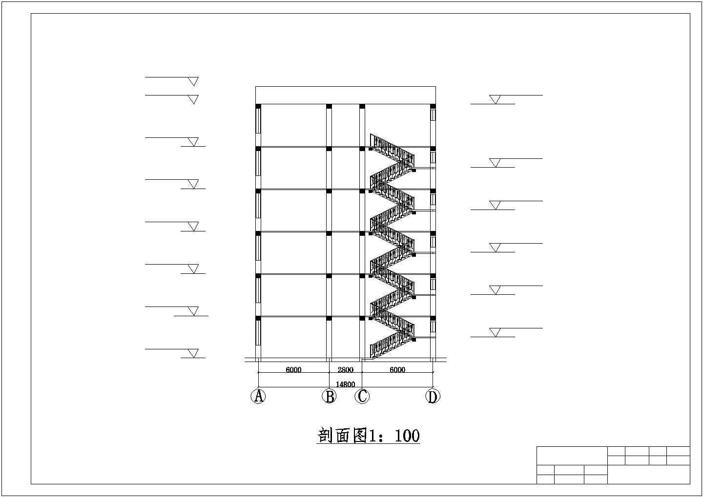 广东某6层框架办公楼结构毕业设计cad图纸，共10张