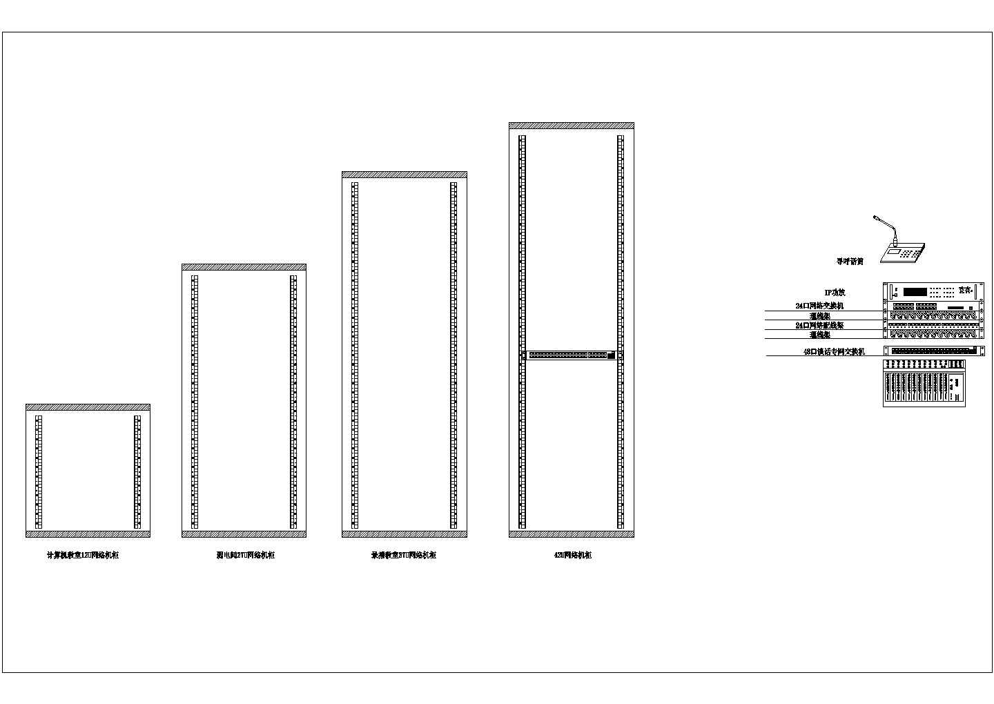 12U27U37U42U网络机柜立面图