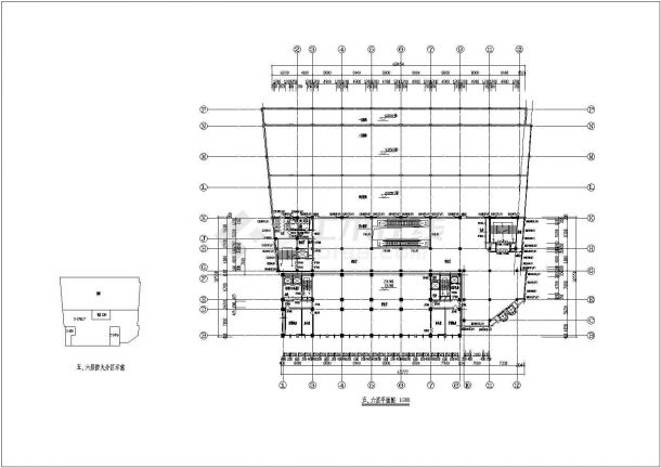 某功能复杂综合商业办公楼CAD框架结构设计施工图平面-图二