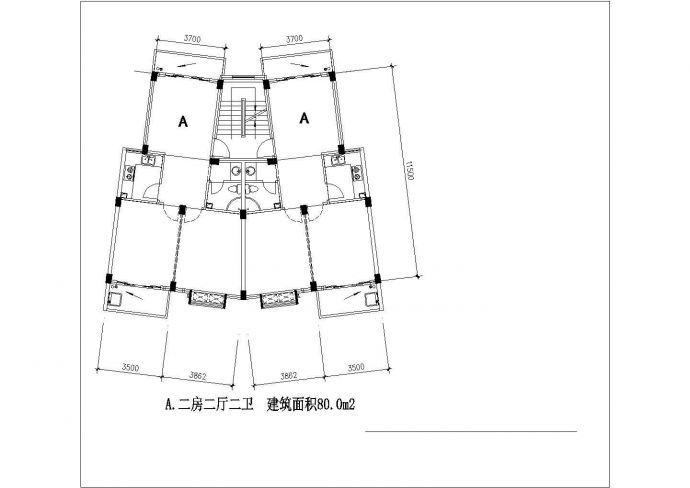 松原市北疆花园小区经典热门的平面户型设计CAD图纸（19张）_图1