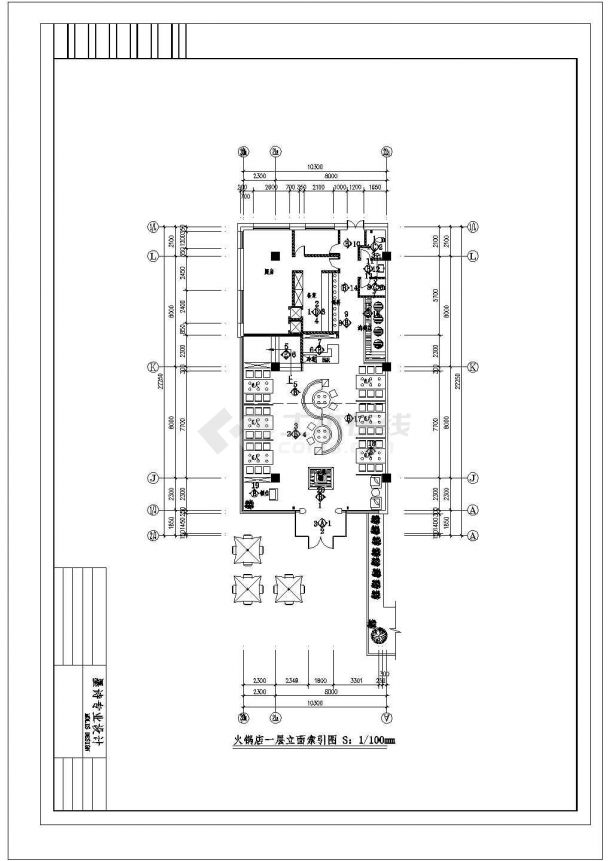 某二层带夹层火锅店装修设计cad全套施工图（含效果图）-图一