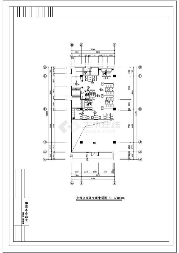 某二层带夹层火锅店装修设计cad全套施工图（含效果图）-图二