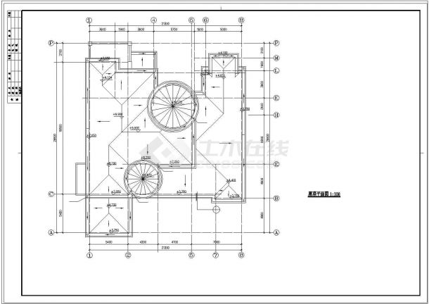 某小高层花园别墅施工CAD设计图-图二