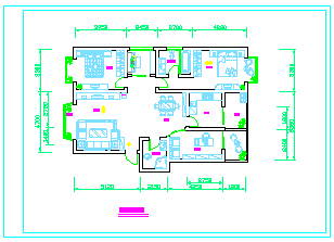 五口之家室内家装完整cad方案施工图纸-图二