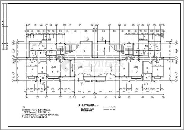 江苏省邳州市某某农贸市场上部商住楼全套CAD平面图纸-图二